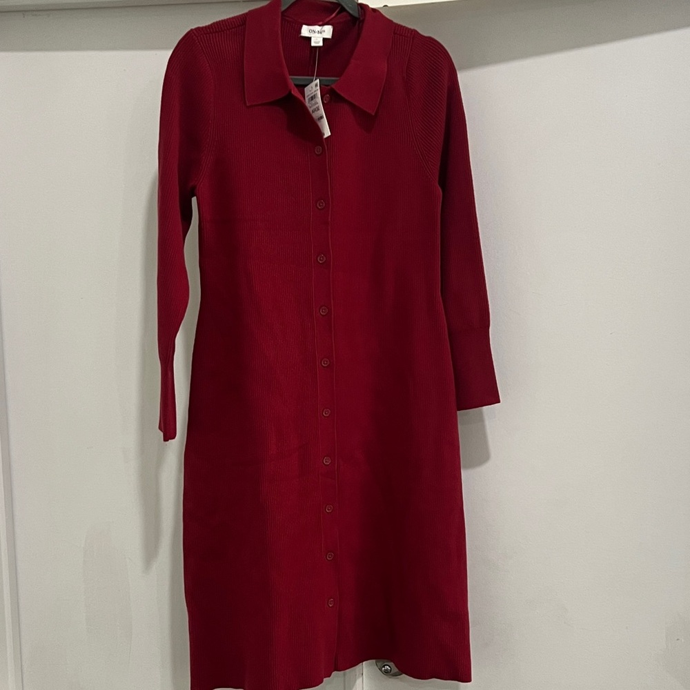 Elegant ON 34th Red Button-Up Dress
